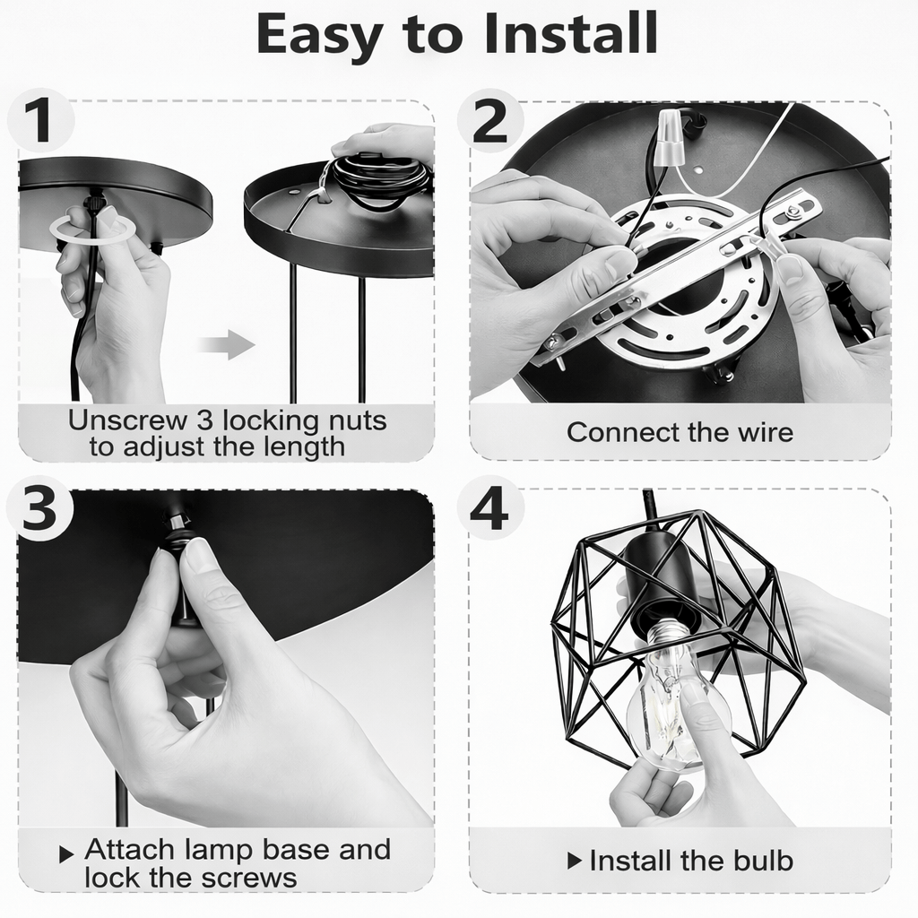 Industrial Geometric Pendant Light – 1 Head & 3 Head Ceiling Fixture - Glowonlite - Glowonlite