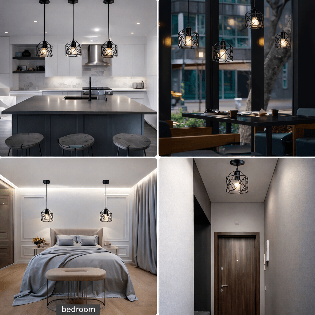 Industrial Geometric Pendant Light – 1 Head & 3 Head Ceiling Fixture - Glowonlite - Glowonlite