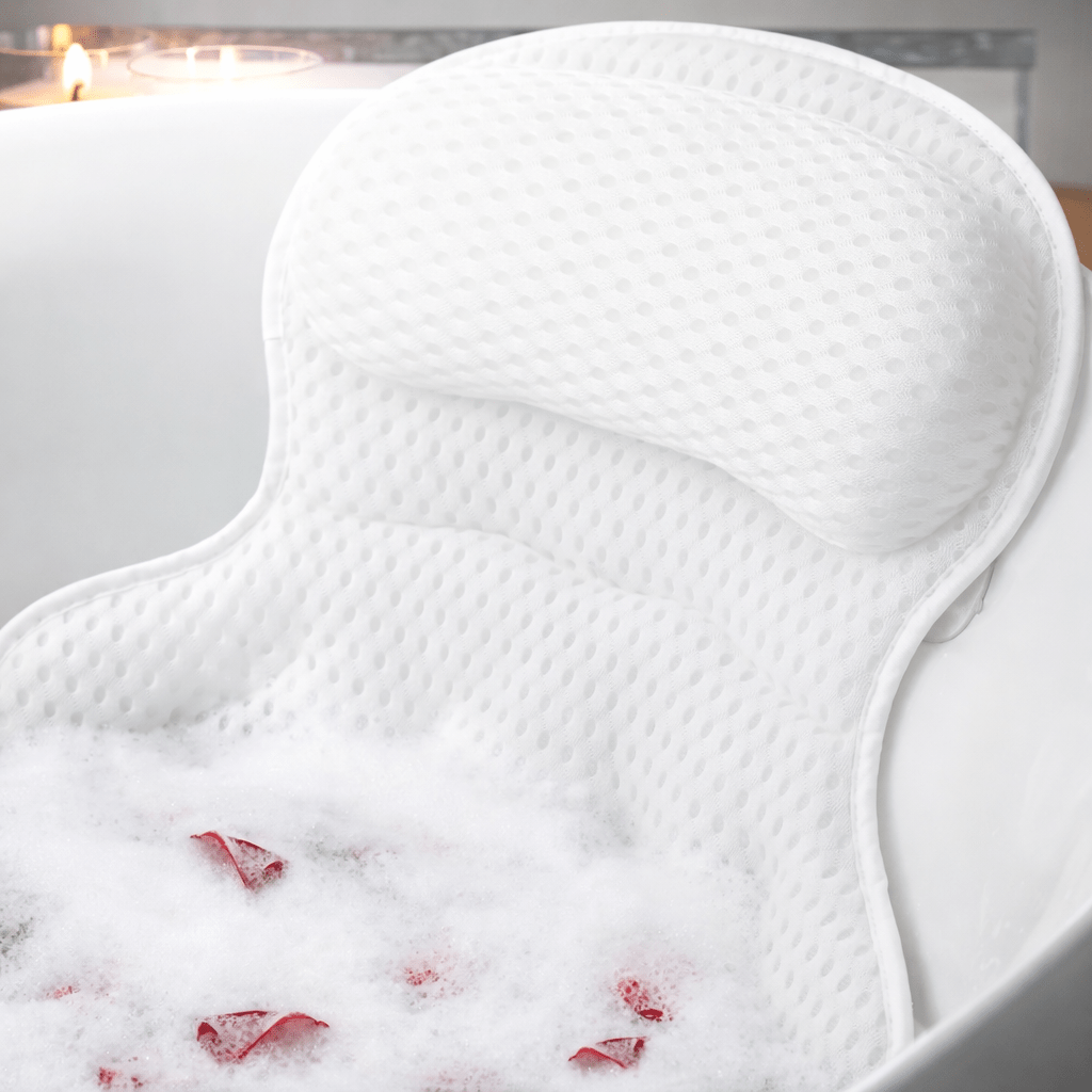 Luxury Ergonomic Bath Pillow – 4D Air - Mesh Neck & Back Support - Glowonlite - Glowonlite