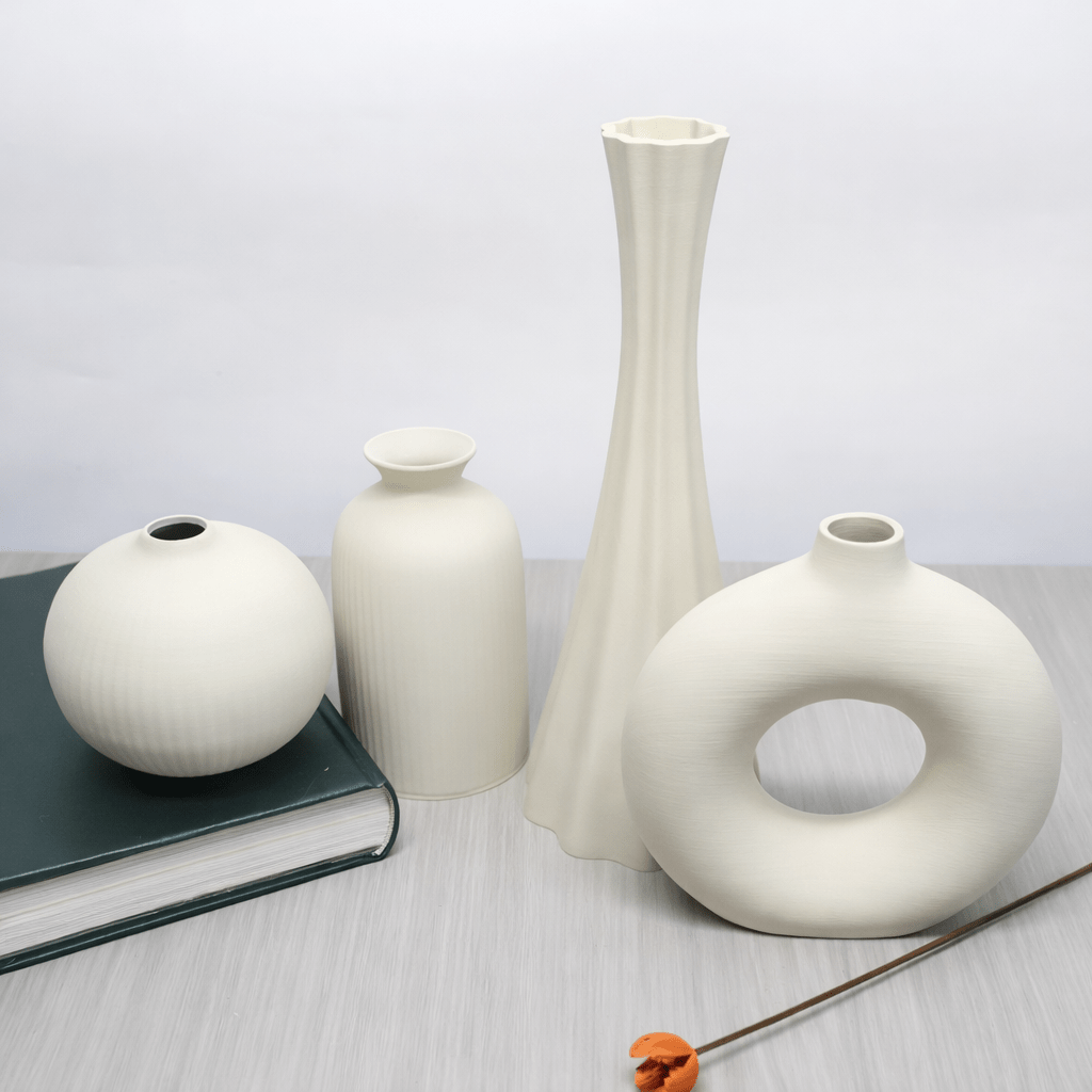 Matte Black Ceramic Vase Set (4 - Piece Modern Collection) - Glowonlite - Glowonlite