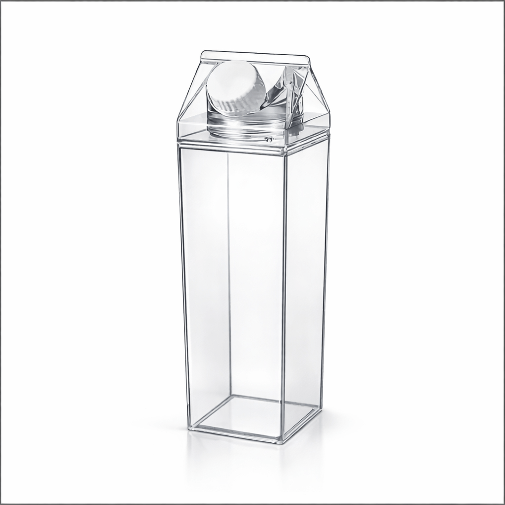 Milk Carton Style Infusion Water Bottle – Clear Aesthetic Drink Bottle - Glowonlite - Glowonlite