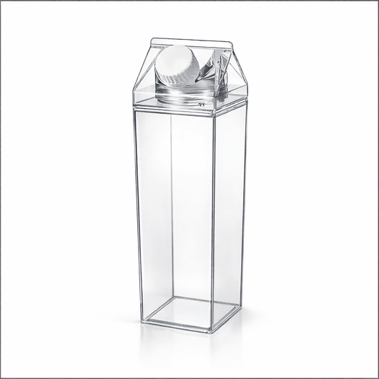 Milk Carton Style Infusion Water Bottle – Clear Aesthetic Drink Bottle - Glowonlite - Glowonlite