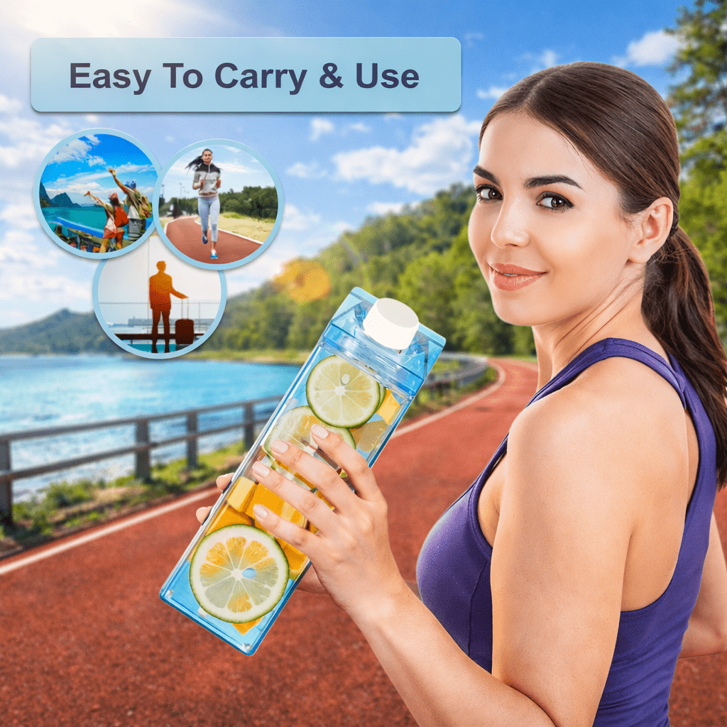 Milk Carton Style Infusion Water Bottle – Clear Aesthetic Drink Bottle - Glowonlite - Glowonlite