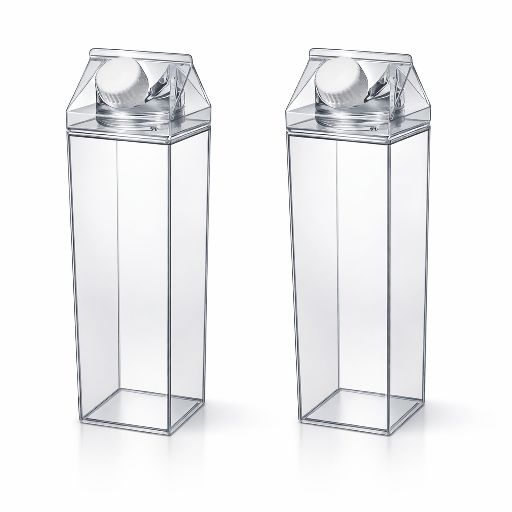 Milk Carton Style Infusion Water Bottle – Clear Aesthetic Drink Bottle - Glowonlite - Glowonlite