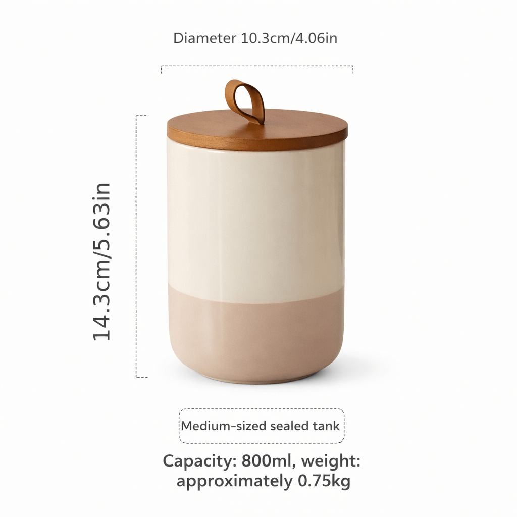 Minimalist Ceramic Storage Canister Set with Wooden Lid (Airtight | 3 Sizes) - Glowonlite - Glowonlite