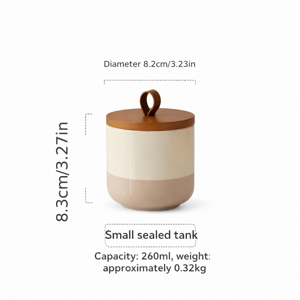 Minimalist Ceramic Storage Canister Set with Wooden Lid (Airtight | 3 Sizes) - Glowonlite - Glowonlite