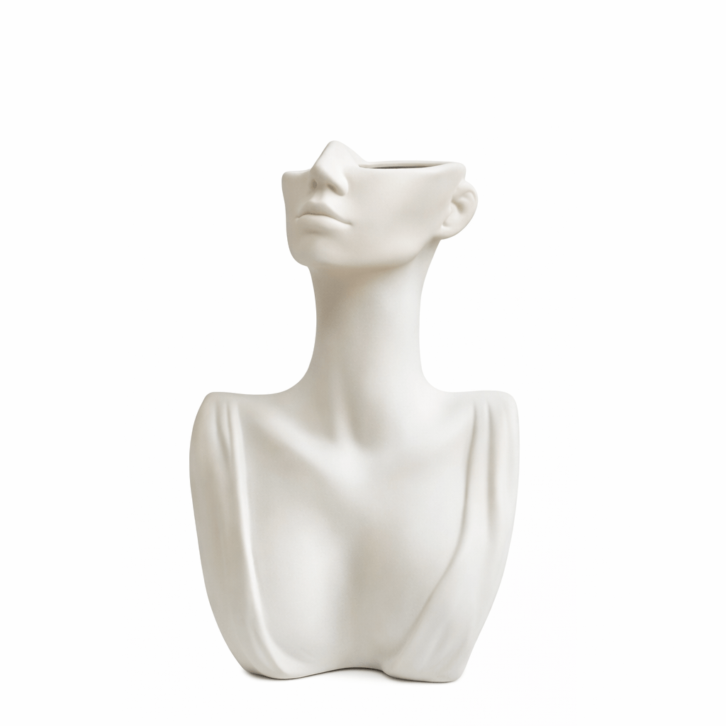 Modern Abstract Face Bust Vase – Minimalist Ceramic Sculpture Planter - Glowonlite - Glowonlite