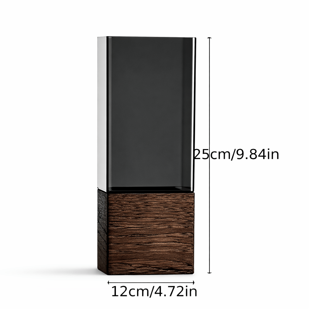 Modern Glass & Wooden Base Decorative Vase - Glowonlite - Glowonlite