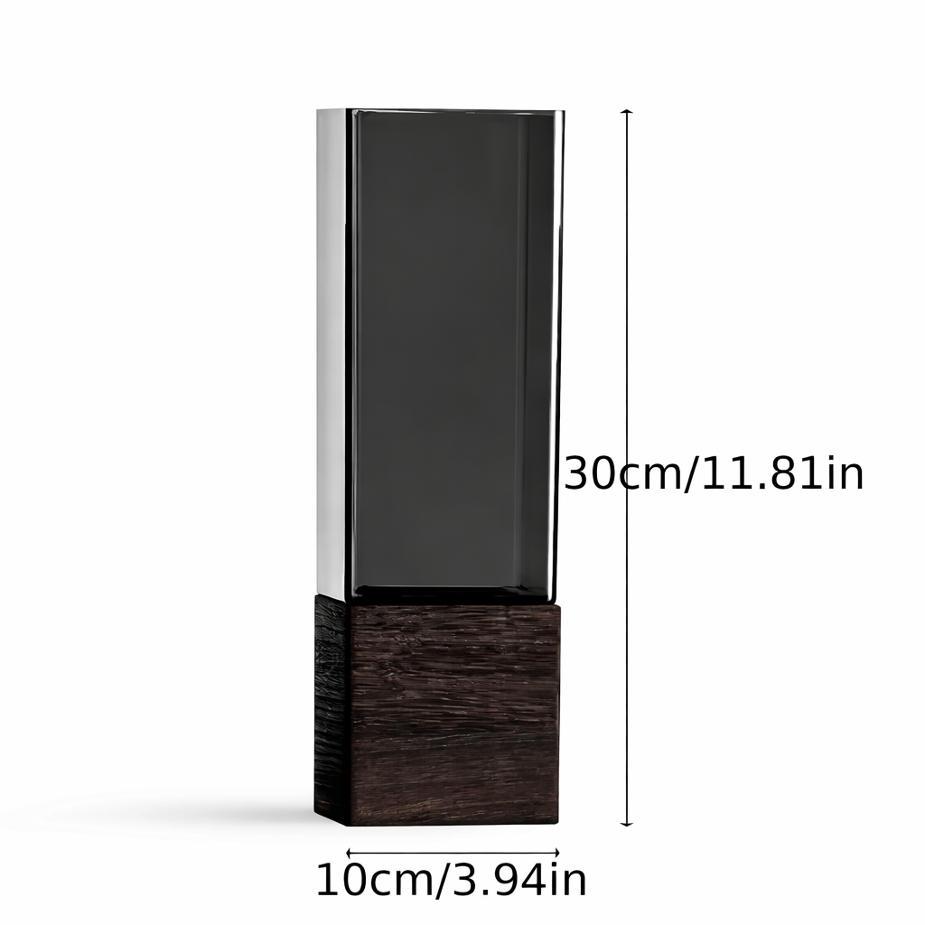 Modern Glass & Wooden Base Decorative Vase - Glowonlite - Glowonlite