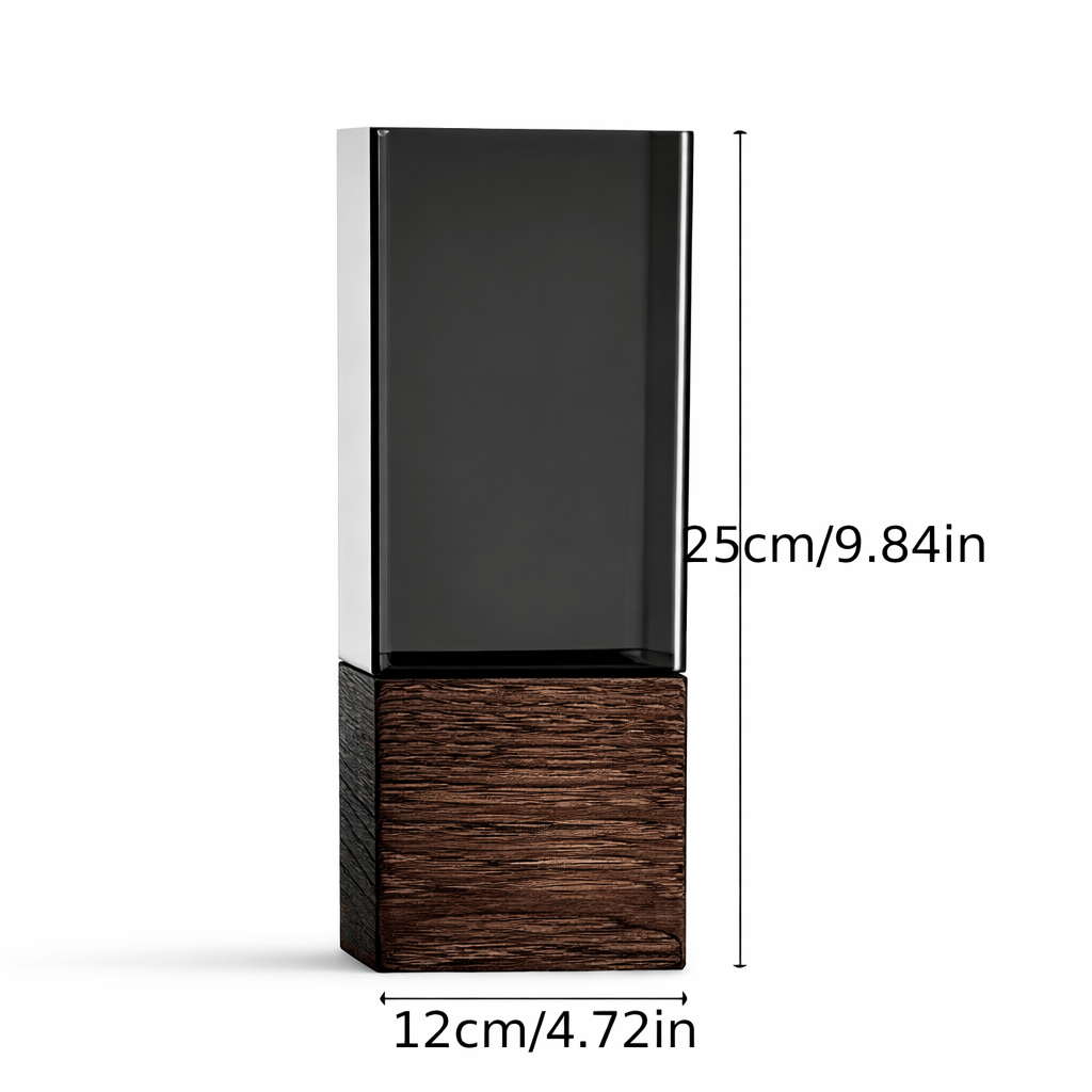 Modern Glass & Wooden Base Decorative Vase - Glowonlite - Glowonlite