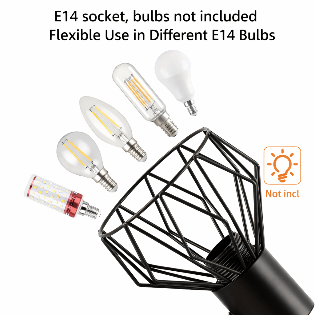 Modern Industrial 2 - Head Adjustable Ceiling Light – Black Metal Cage Design (E14 Socket) - Glowonlite - Glowonlite