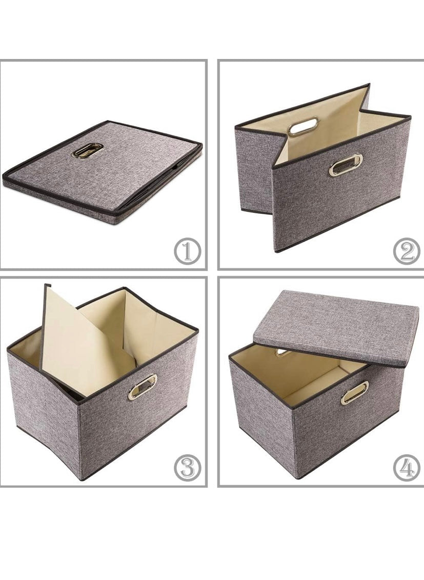 Premium Foldable Fabric Storage Box with Lid & Reinforced Handle - Glowonlite - Glowonlite