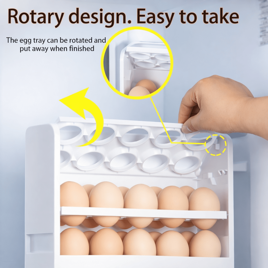 Rotating Refrigerator Egg Storage Organizer – Holds Up to 30 Eggs - Glowonlite - Glowonlite