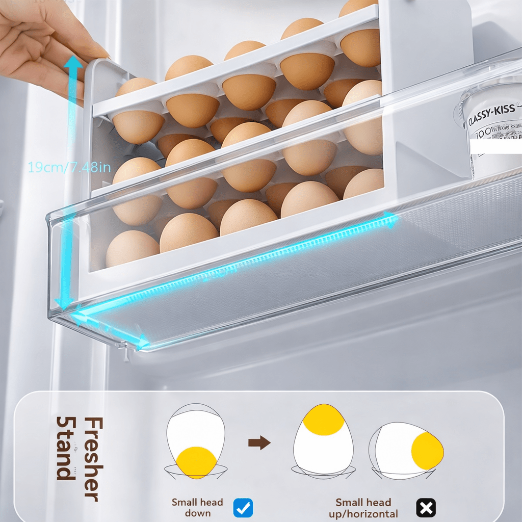 Rotating Refrigerator Egg Storage Organizer – Holds Up to 30 Eggs - Glowonlite - Glowonlite
