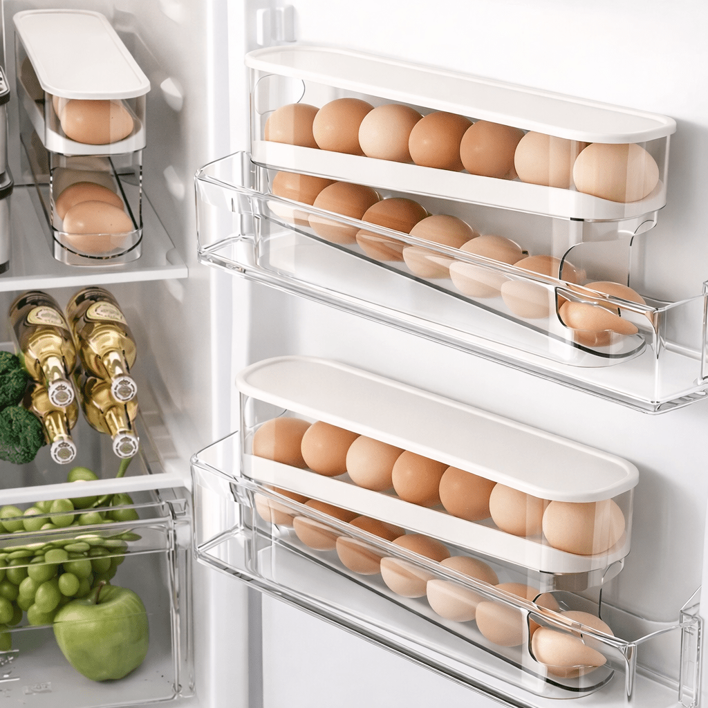 Stackable Refrigerator Egg Storage Organizer – Auto Rolling Design - Glowonlite - Glowonlite