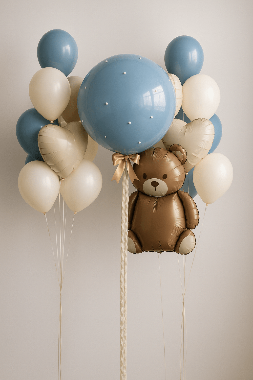 Teddy Dream Balloon Set – Premium Blue & Cream Celebration Decor - Glowonlite - Glowonlite