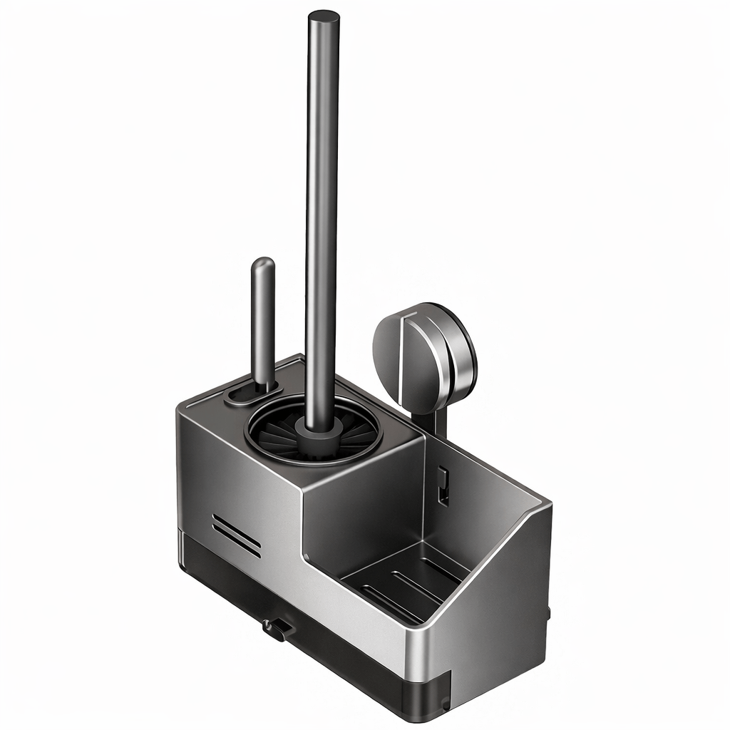 Wall - Mounted Stainless Steel Toilet Brush & Cleaning Organizer Set - Glowonlite - Glowonlite