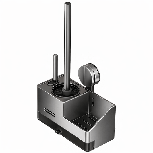 Wall - Mounted Stainless Steel Toilet Brush & Cleaning Organizer Set - Glowonlite - Glowonlite