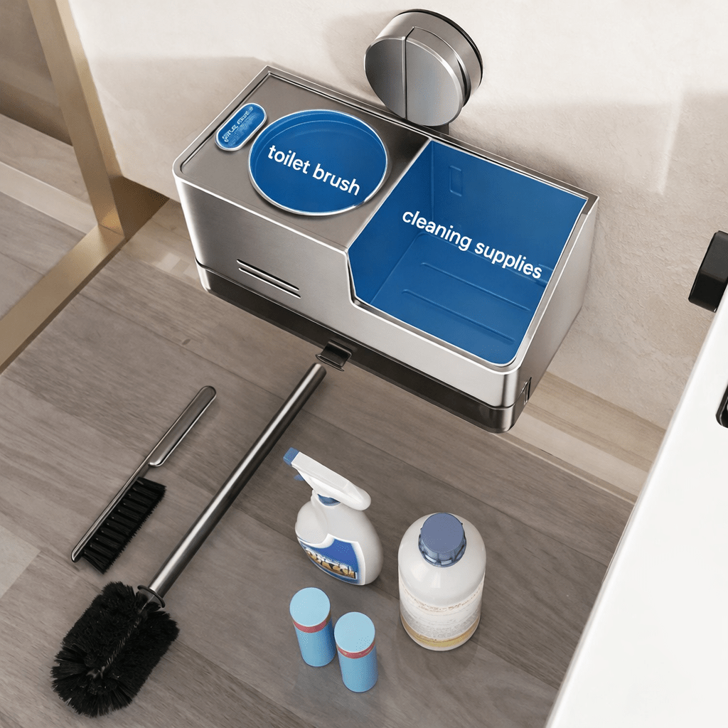 Wall - Mounted Stainless Steel Toilet Brush & Cleaning Organizer Set - Glowonlite - Glowonlite