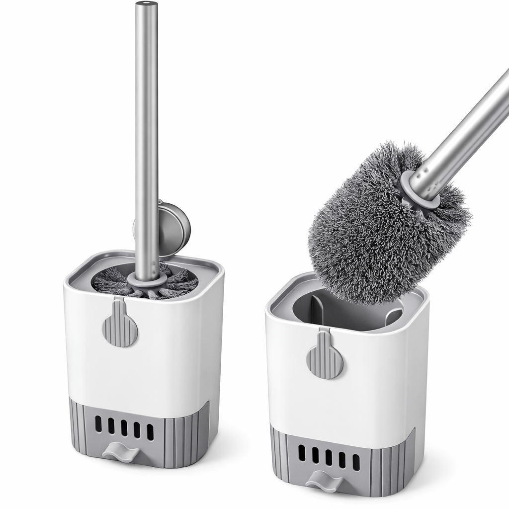 Wall - Mounted Toilet Brush with Ventilated Holder (No - Drill, Hygienic Design) - Glowonlite - Glowonlite