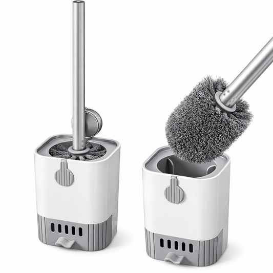 Wall - Mounted Toilet Brush with Ventilated Holder (No - Drill, Hygienic Design) - Glowonlite - Glowonlite